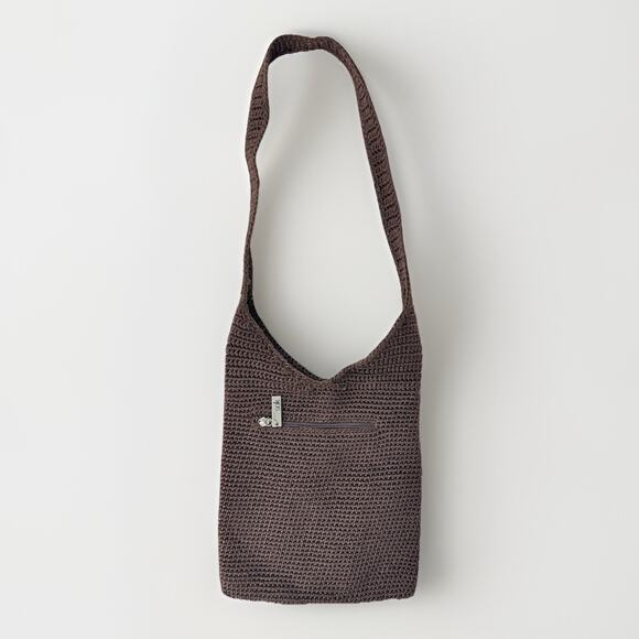 The Sak Handbags - The Sak Brown Crochet Crossbody Hobo Bag Knit Shoulder Purse Boho Y2K Coastal